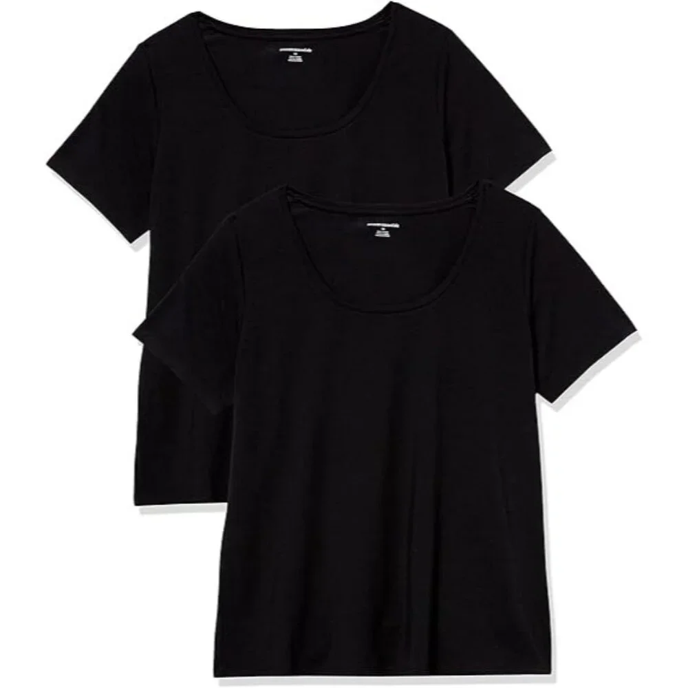 Amazon Essentials Size 3XL Black Scoop Neck Short-Sleeve T-Shirt Pack Of 2 - Picture 1 of 9